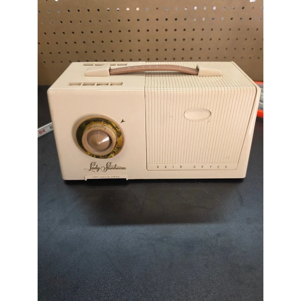 Vintage Lady Sunbeam Hair Dryer Model Cream Portable Nail Dryer 1957 Retro-WORKS